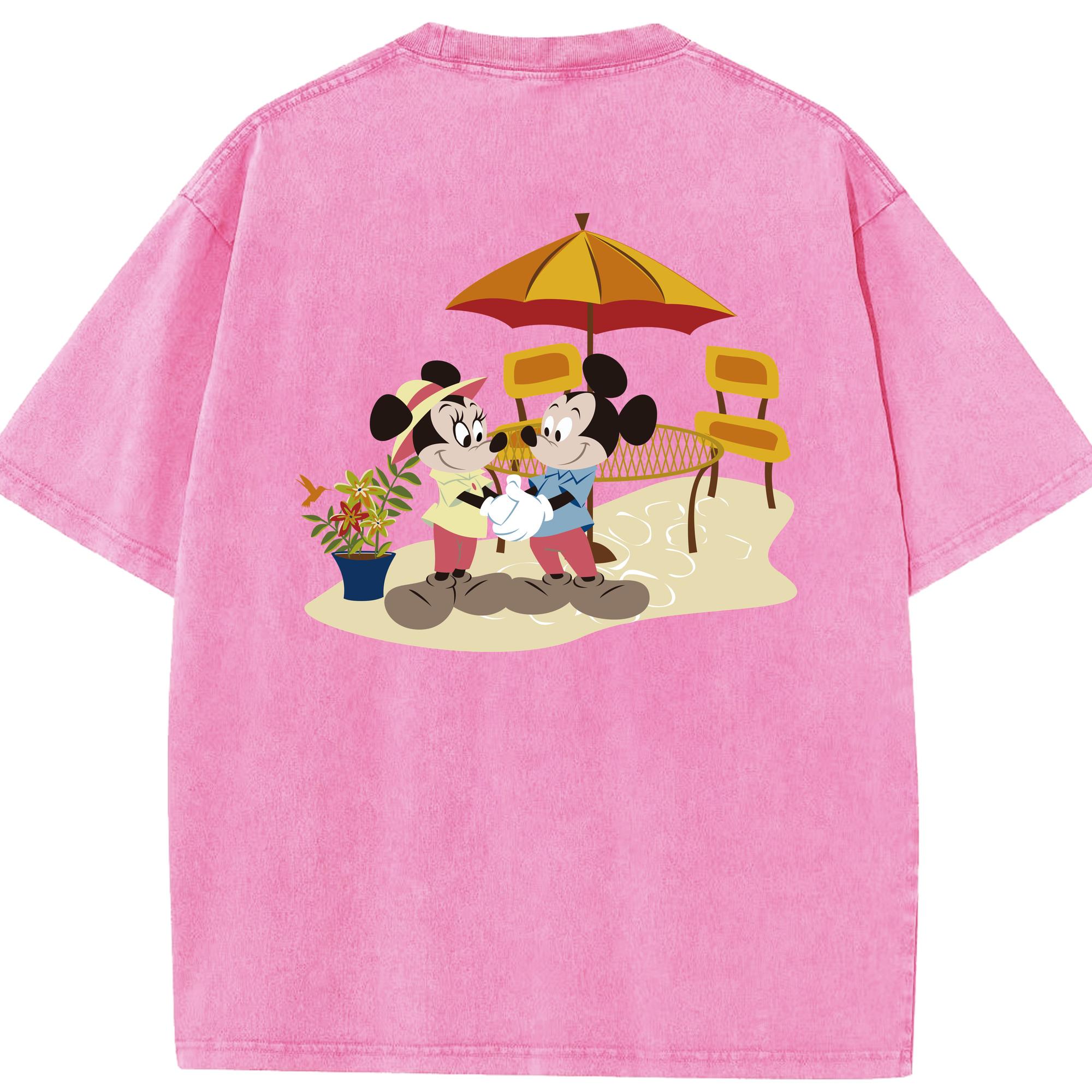 （画像用） ミッキーマウス Mickey Mouse 綿100% ヴィンテージ風 半袖Tシャツ（背面プリント）